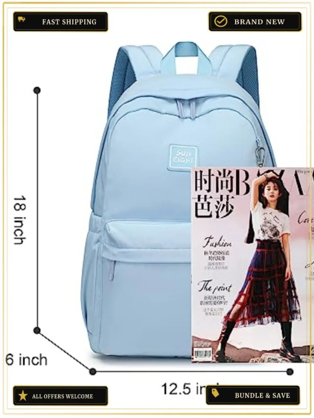 Large School Backpack for Teens & College, Water-Resistant Laptop Bookbag,